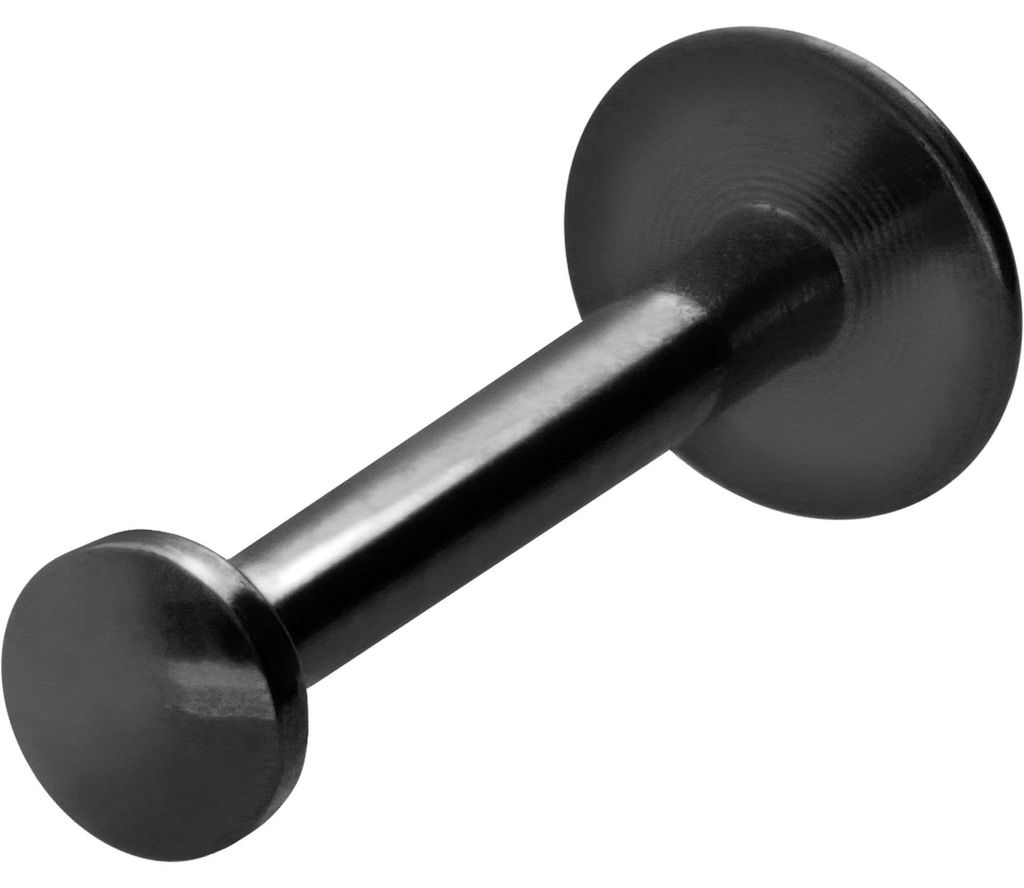 Ohrpiercing, Nasenpiercing Titan Labret mit Innengewinde FLAT-DISC Schwarz Stablänge: 7mm | Discgröße: 2,5mm