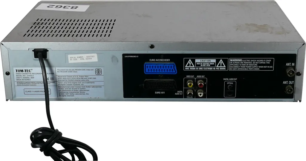 Combiné DVD Magnétoscope Tom-Tec DVHS-2 pour vos Cassettes et Disques