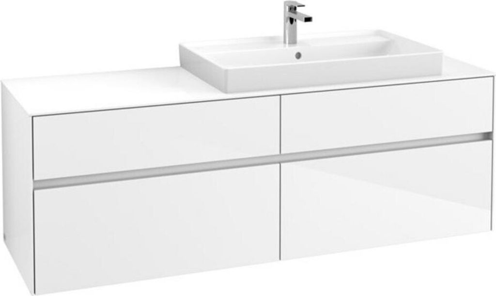 Villeroy & Boch Collaro Waschbeckenunterschrank, 4 Auszüge, Waschbecken rechts, mit integrierter Beleuchtung, 1600x548x500mm, C027B0DH