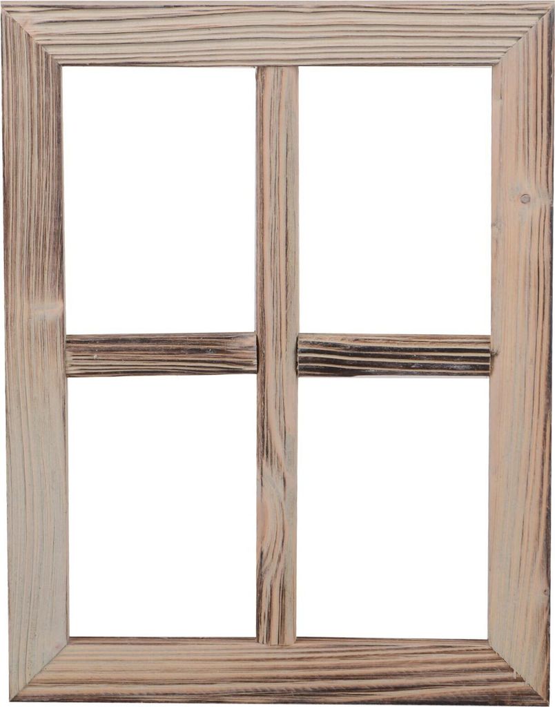 UNUS Fenster Holz Fensterrahmen Vintage Holzfenster grau Wanddeko 35x27x1,5cm