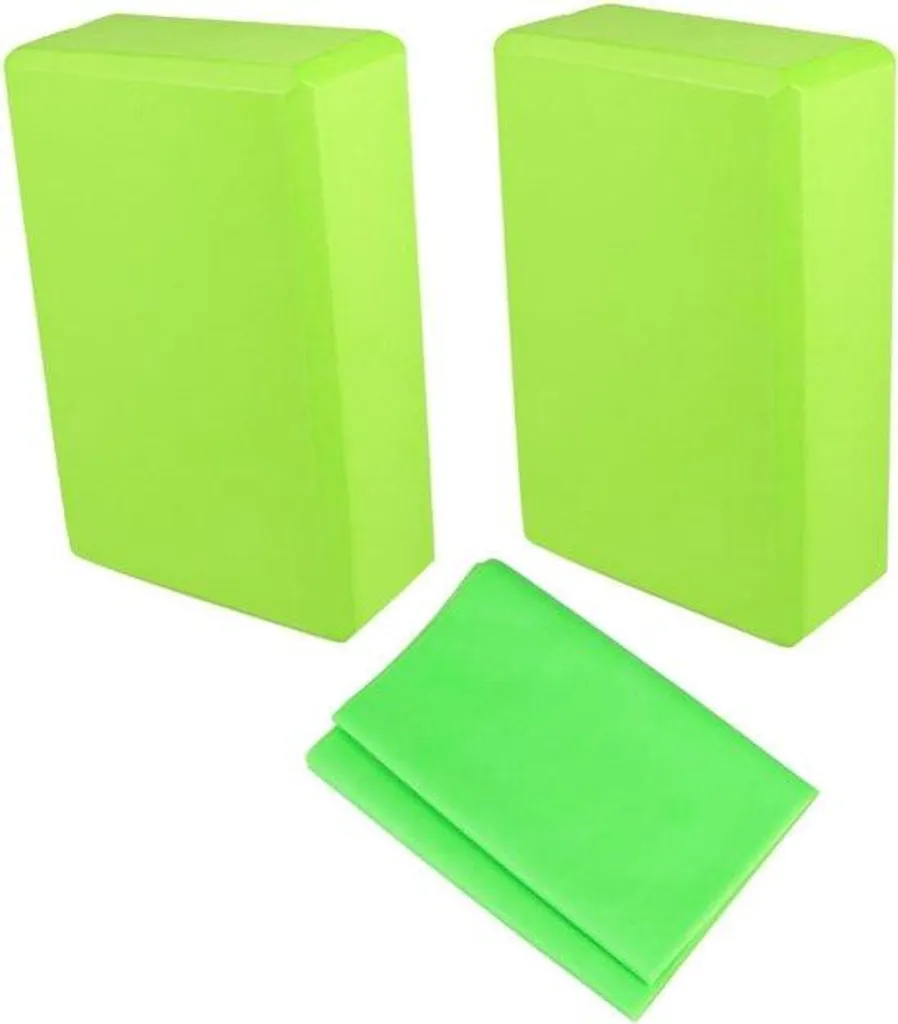 Blocs de yoga en mousse haute densité avec sangle de maintien verte 3pcs
