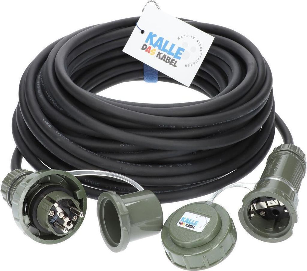 KALLE DAS KABEL Verlängerungskabel Schuko H07RN-F 3G 2,5 mm² 10 Meter 16 A Aquasafe Military mit Schutzart IP68 wasserdicht