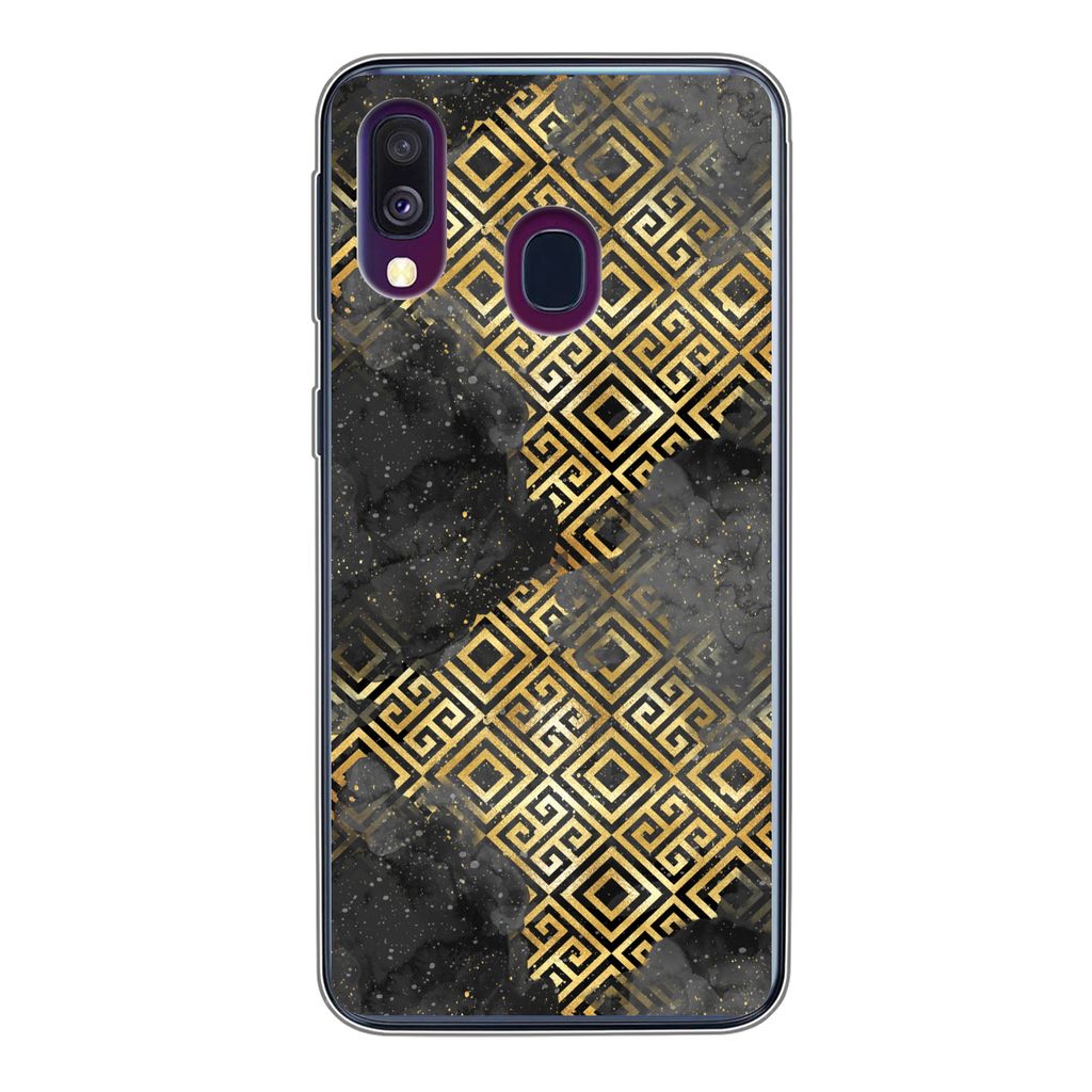 MuchoWow Handyhülle Schutzhülle Hülle für Samsung Galaxy A40 Gold - Marmor - Muster Silikon Softcase Handy Hülle - Handy-Tasche