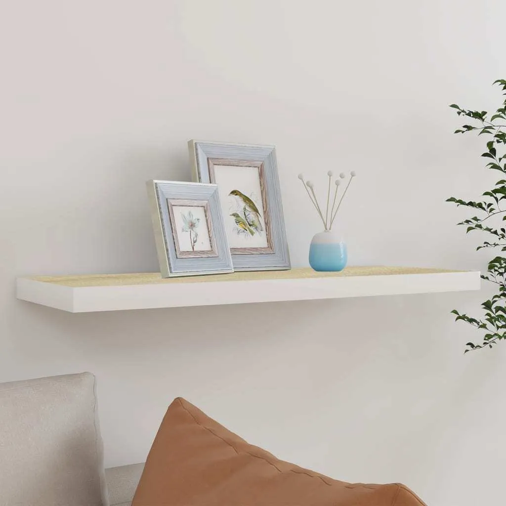 Scaffale Galleggiante 80cm Rovere e Bianco in MDF - Design Moderno