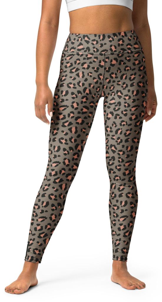 DECALVIBES Damen High Waist Yoga Leggings Leopard Grey - M