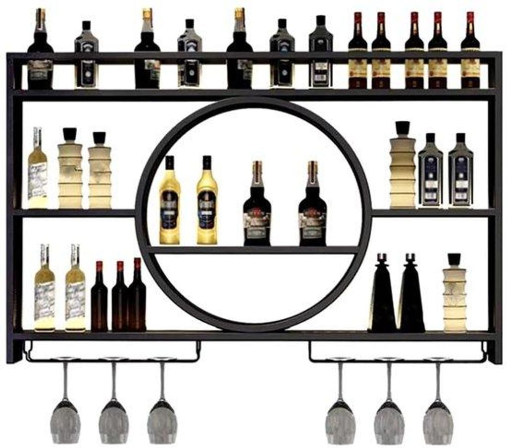 Metallischer Barwärmer Wijnrek für Bar, Restaurant, Innenraum (Schwarz, 120 x 15 x 80 cm)