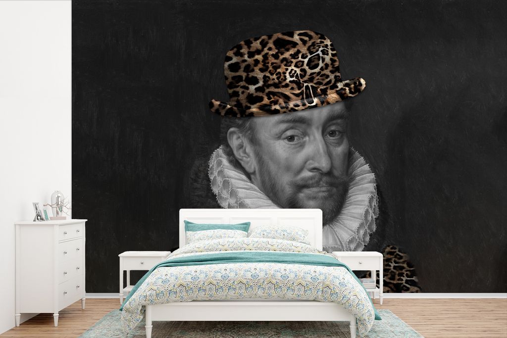 MuchoWow Fototapete für Wohnzimmer oder Schlafzimmer Wandtapete Vinyl Motivtapete Wilhelm von Oranien - Pantherdruck - Kunst - 390x260 cm - Papi...