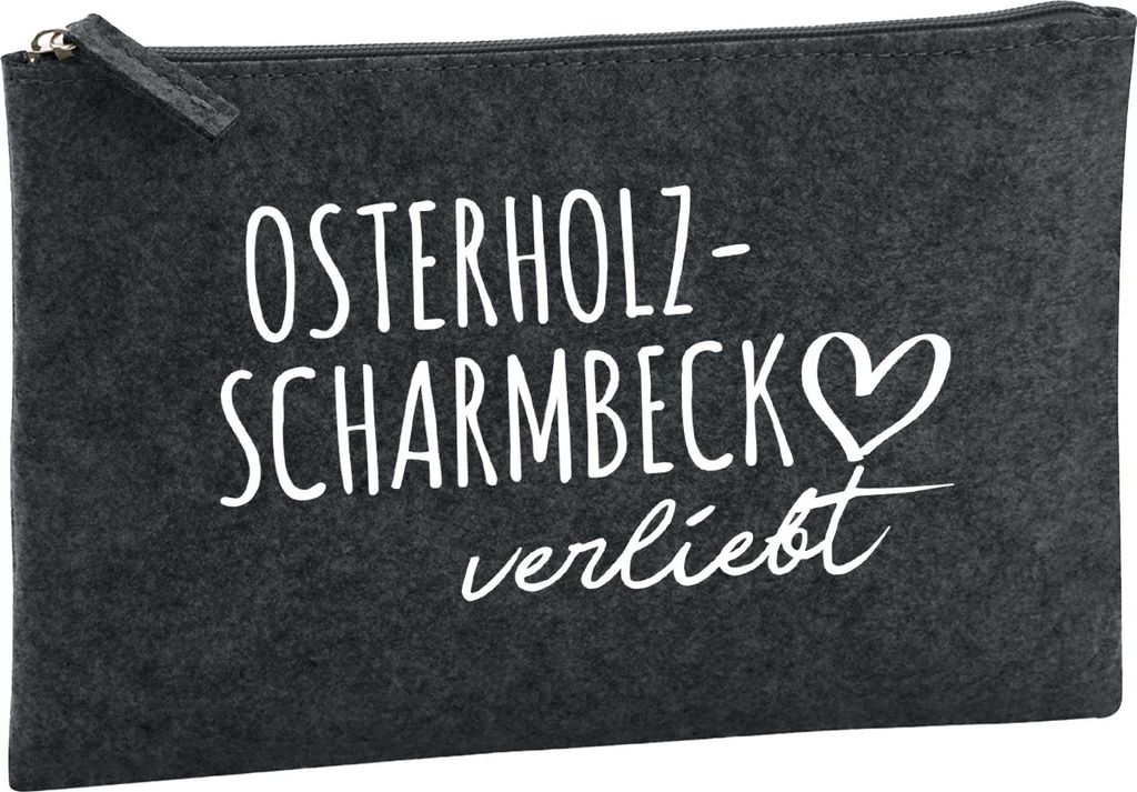 Huuraa Kulturbeutel Osterholz-Scharmbeck verliebt 1 Liter Charcoal Filz Kosmetiktasche Geschenkidee