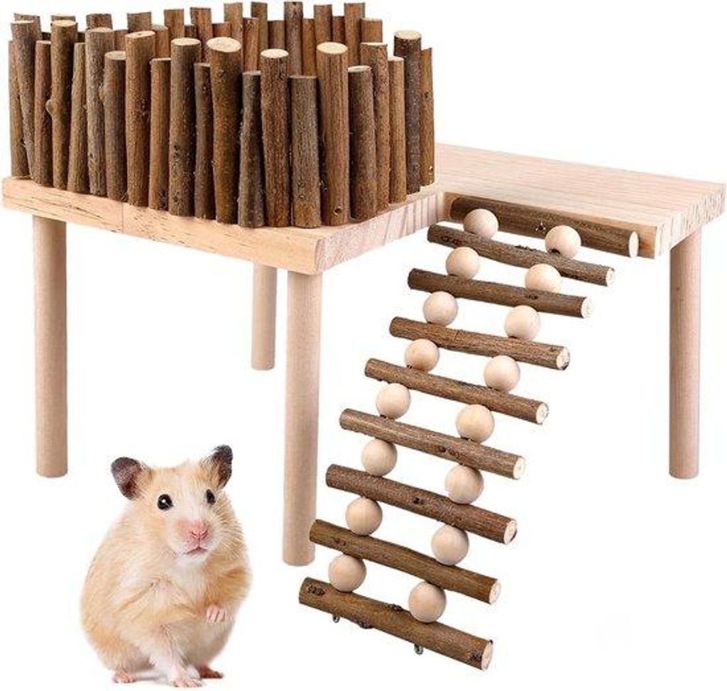 Hamster-Kletterturm, Holz-Hamsterhaus für Rennmäuse, Meerschweinchen, Ratten