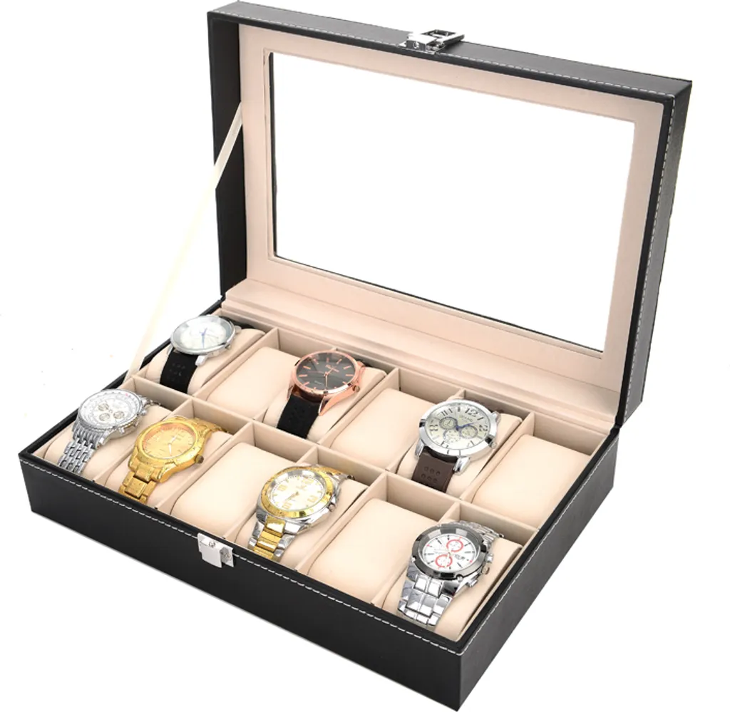 Organisateur de montres 12 emplacements et coffret à bijoux en cuir