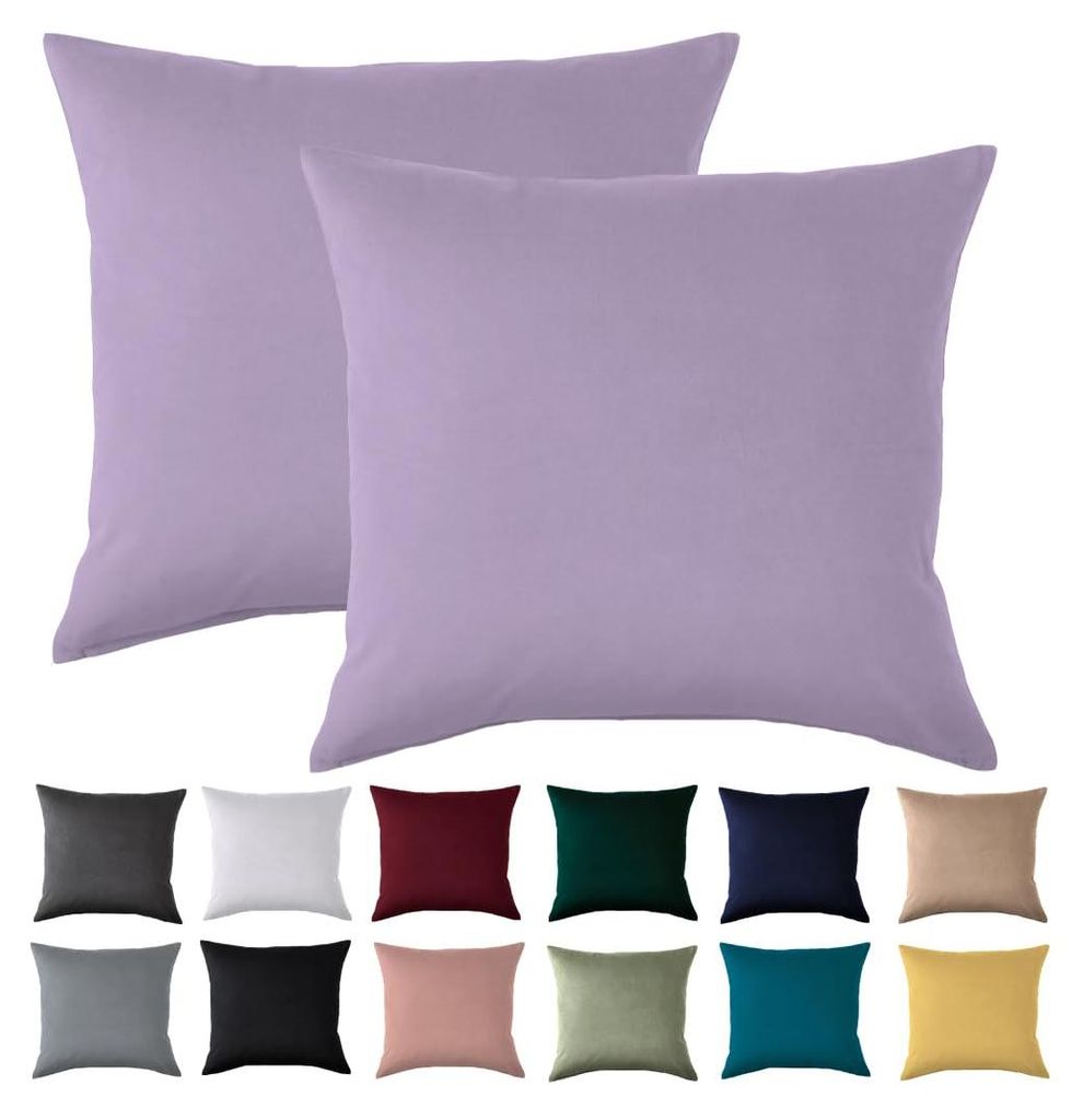 Kissenbezug 80 x 80 cm, 2 Stück – Kissenbezug 80 x 80 cm, lavendelfarben, für Kissen, 100 % Mikrofaser, knitter- und bügelfrei, mit Reißversc...