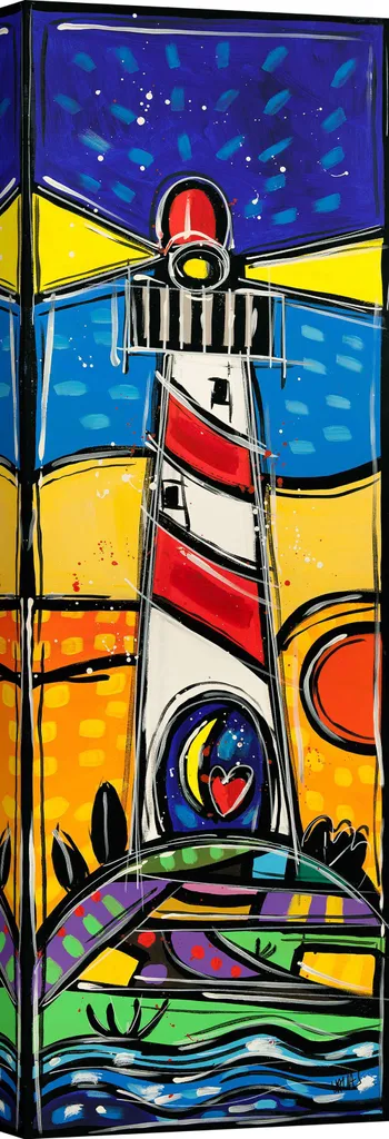 Tableau Impression sur Toile Wallas Le Phare Paysage Coloré 120x40 cm