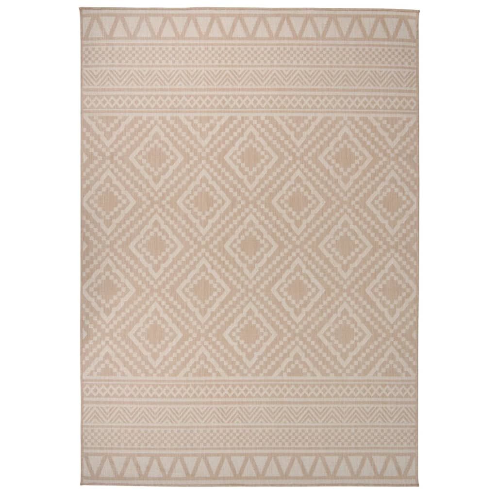 The Living Store Outdoor-Teppich Flachgewebe 120x170 cm Braun Gestreift