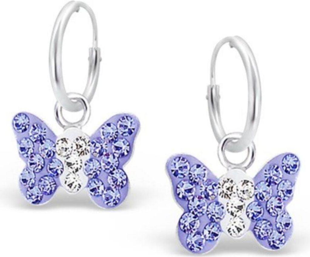 Kinder Creolen Ohrringe Silber Schmetterling mit Zirkonia