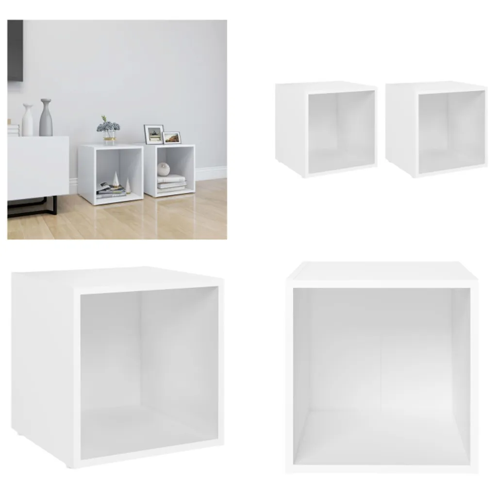 Mobili TV vidaXL 2 pz Bianco 37x35x37 cm - Porta TV Moderno in Legno