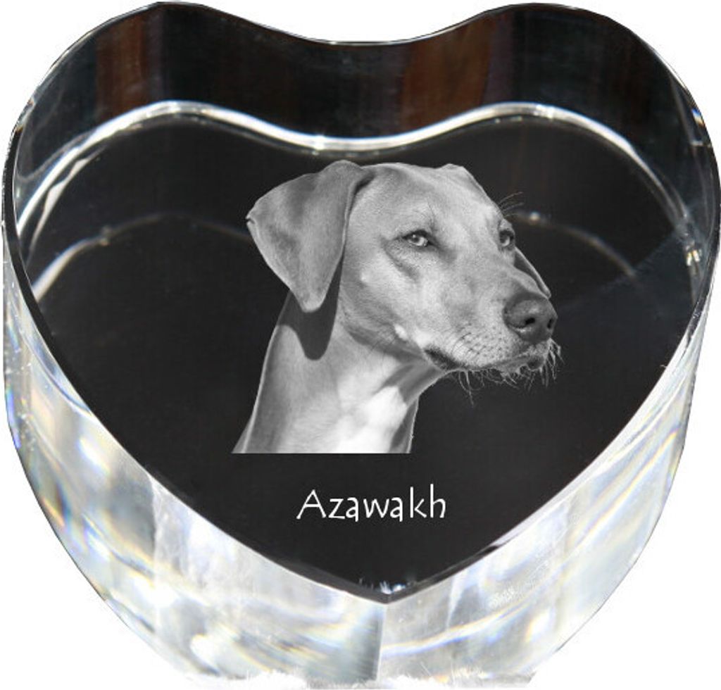 Azawakh - Hundebild im Kristall, Kristallherz, einzigartiger Bilderrahmen der Marke Art-Dog