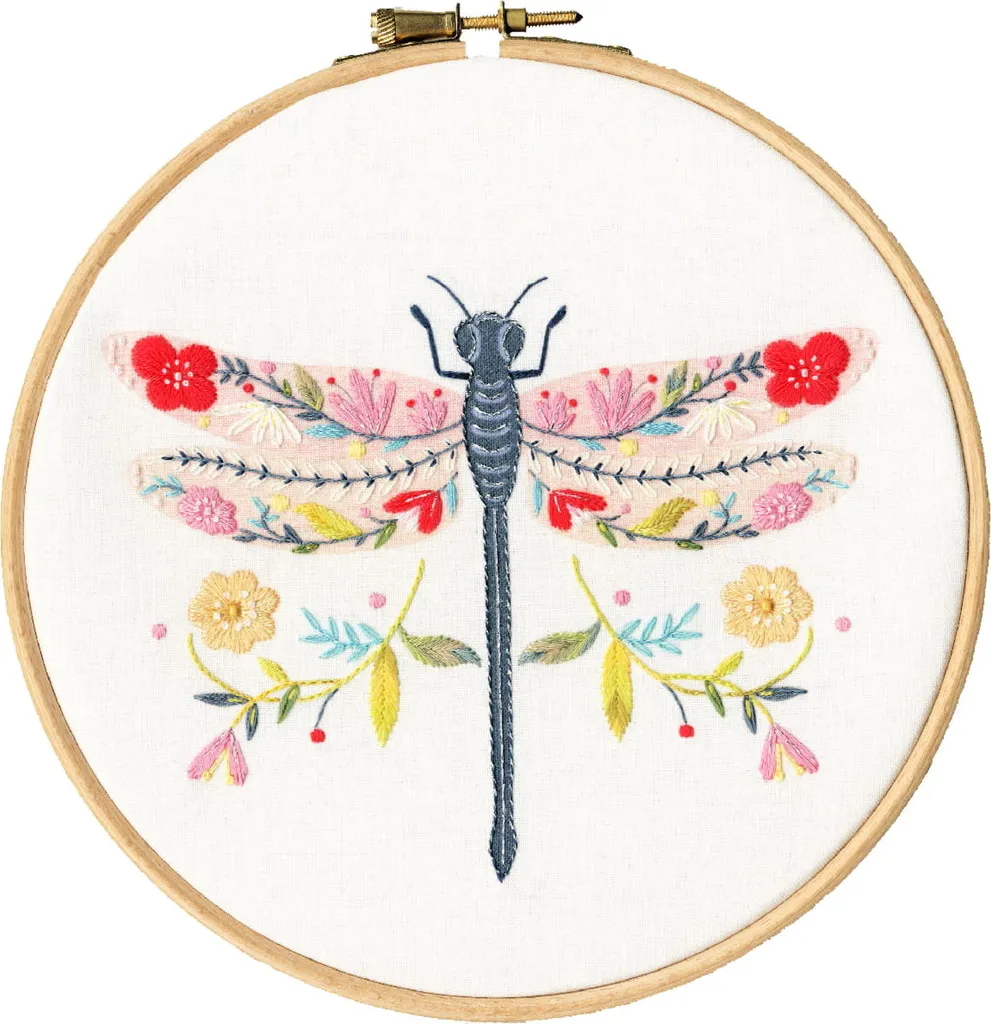 Kit broderie facile Bothy Threads EP02 libellule pour débutant 17,5cm