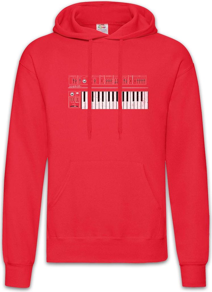 Urban Backwoods Synthesizer GUI, Herren Hoodie, Farbe: Rot, Größe: 2XL