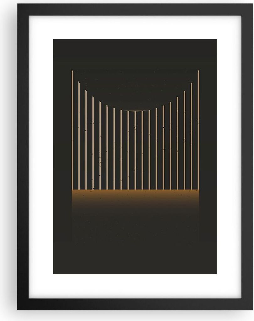 Gerahmtes Poster - Schwarzer Rahmen - Modern Schwarz Gelb - 30x40 cm - Wand Bild - Wanddeko - Wandbilder - Kunstposter - Wandposter - Bilderrahmen ...