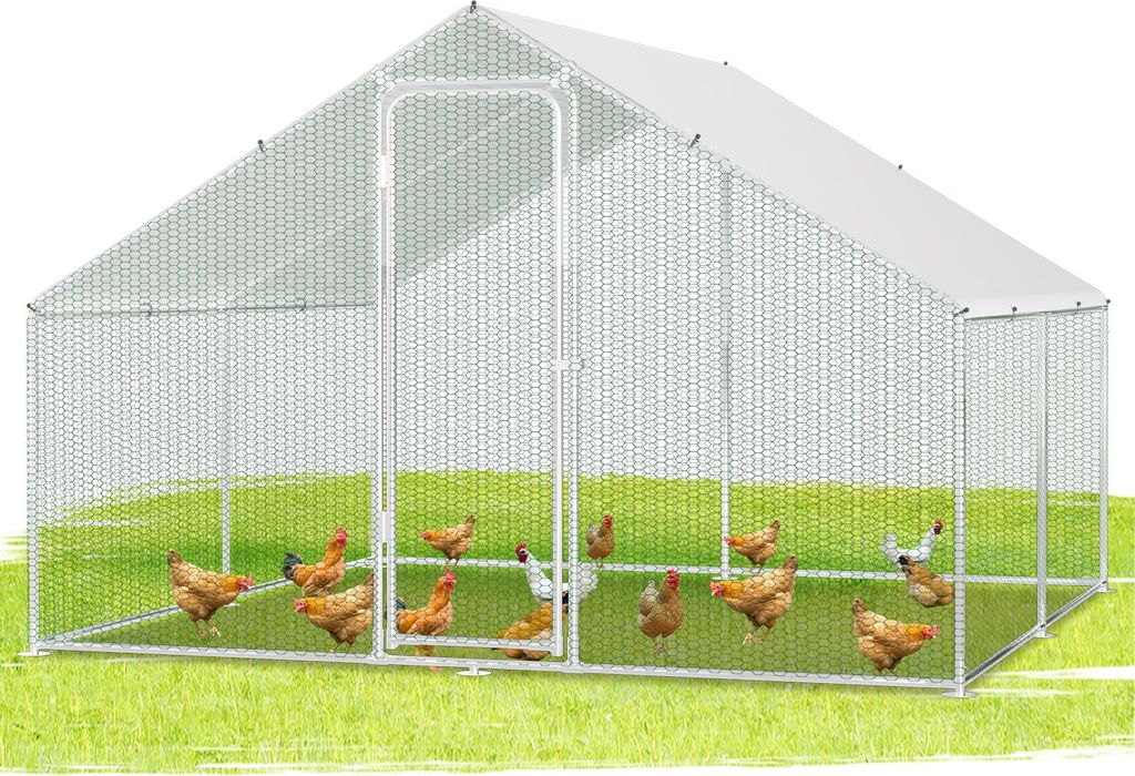 Hebitod Hühnerstall Hühnerhaus Dach Geflügelstall Kleintier Ställe Freilaufgehege mit abschließbare Tür, 3 x 3 x 2 m