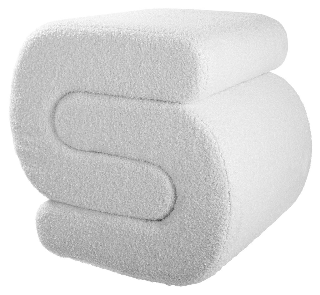 Hocker GRIFFO - weiß - MDF, Polyester - Höhe 46cm x Breite 48cm