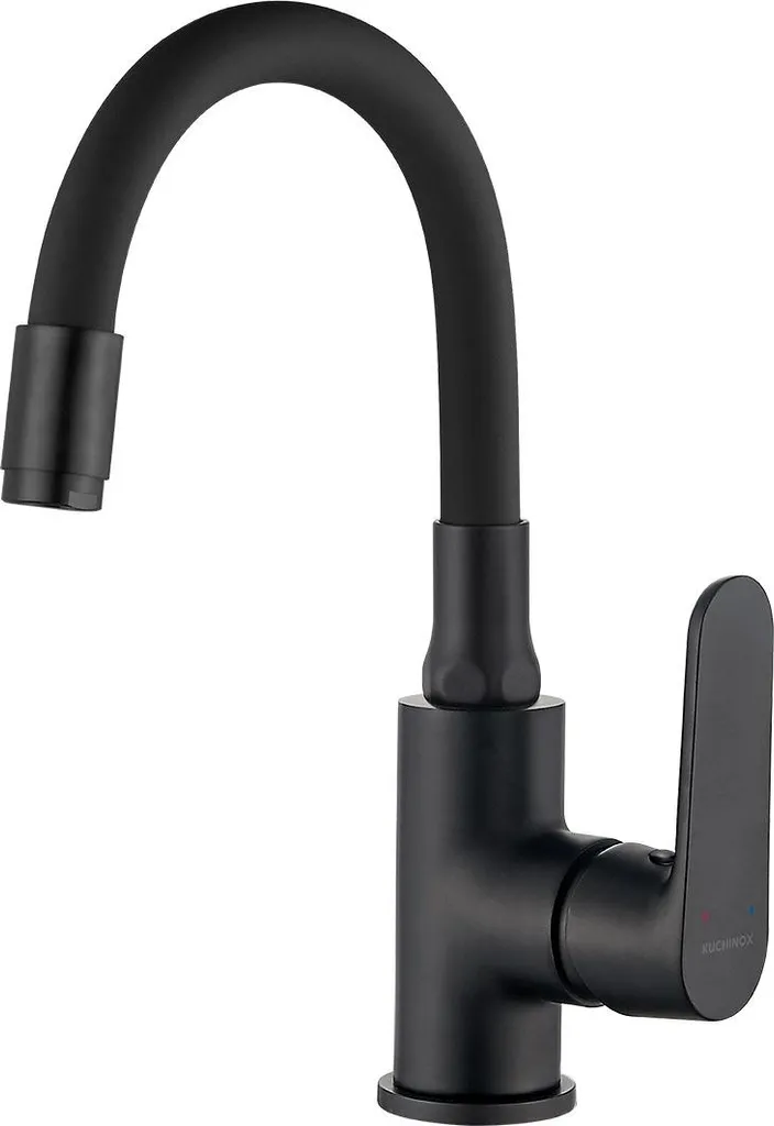 Miscelatore Lavabo Nero Kuchinox DIMA con Canna Flessibile | Design Moderno