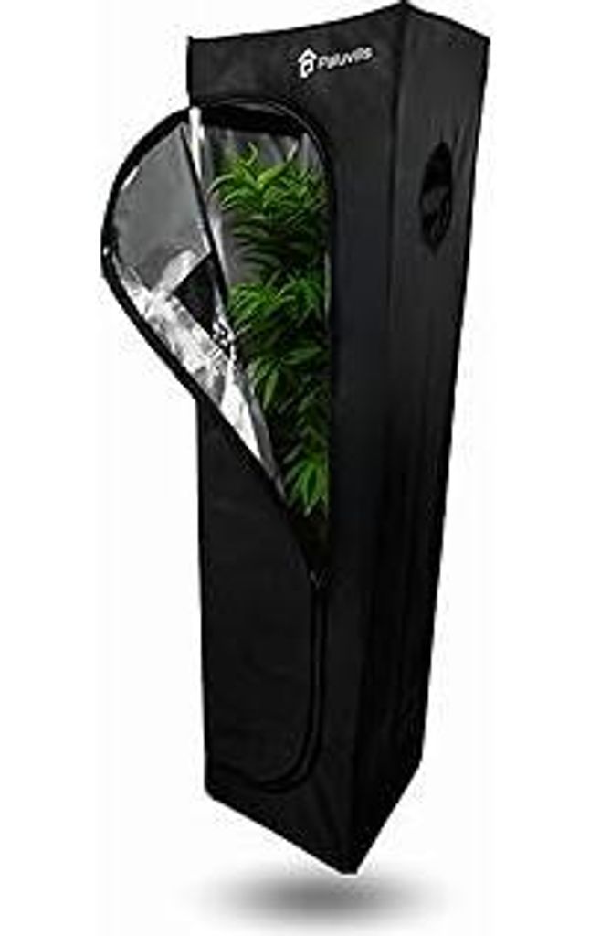 Growzelt 40x40x160 cm mit Kabelmanagement, Sichtfenster, Metallgestänge, 1680D Stoff, Tasche für Grow Zubehör - Indoor Growbox - bestes Anzucht ...