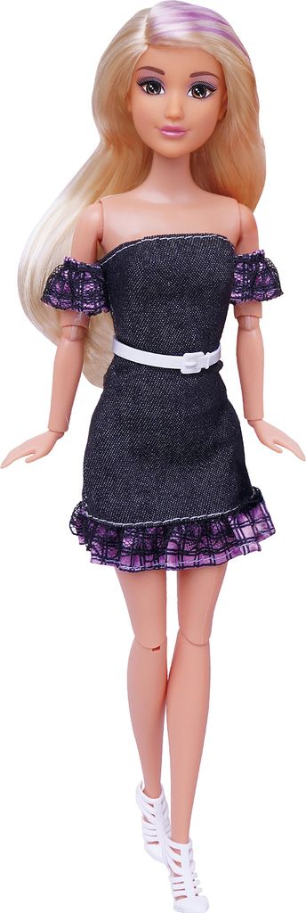 Puppe in schwarzem Kleid, 30 cm