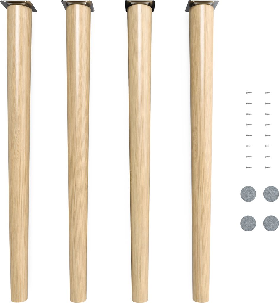 4x sossai Holzfüße rund - gerade Ausführung 71cm Buche Öl-Finish