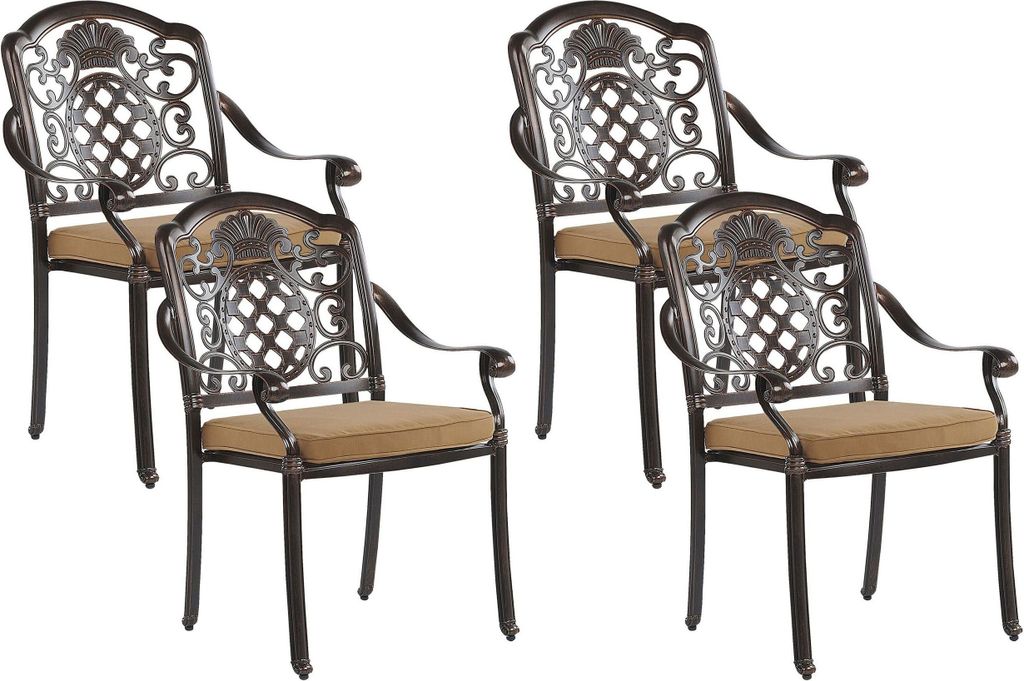 BELIANI Gartenstuhl 4er Set Dunkelbraun Aluminium Retro-Optik Gartenmöbel Bistro