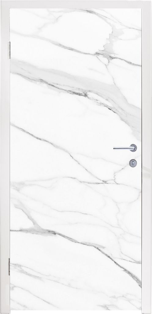 MuchoWow Türtapete Selbstklebende Türfolie Marmor - Weiß - Linie - Muster - Luxus - Marmoroptik 90x215 cm Türposter Türaufkleber Klebefolie ...