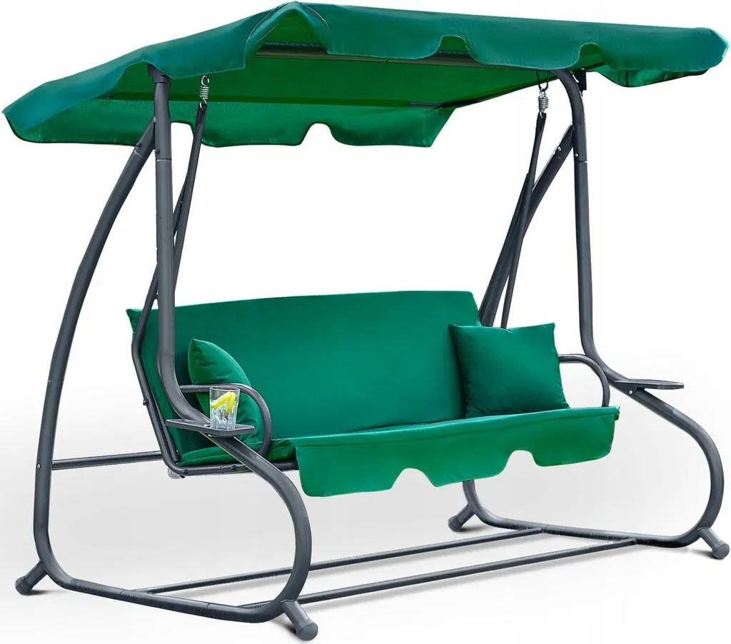 Balançoire de jardin pour détente extérieure relaxante verte 3 personnes