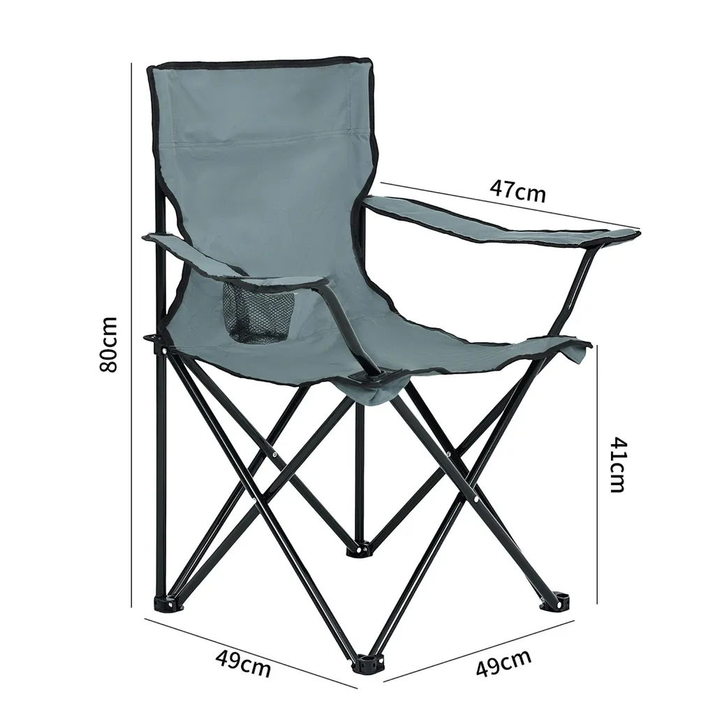 Chaise de Camping Compacte Anter Gris - Structure Pliable Ultra Légère