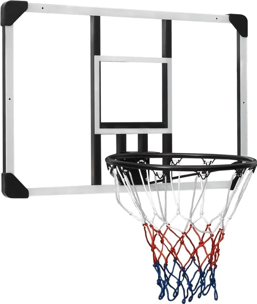 Panneau de basket mural transparent 90x60x2,5 cm pour extérieur