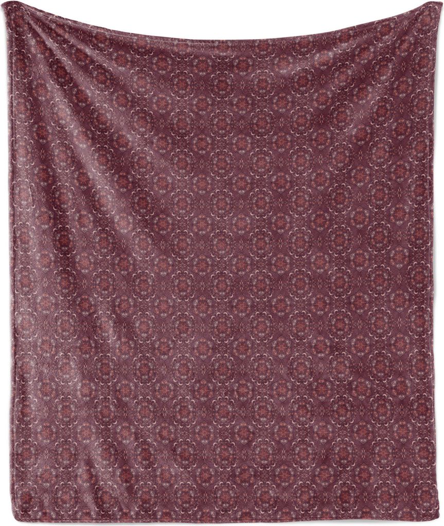 ABAKUHAUS Ethnisch Weich Flanell Fleece Decke, Royal Victorian Art Boho Damast im nahöstlichen persischen Effect Gypsy, 175 x 230 cm, Dunkelviolet...
