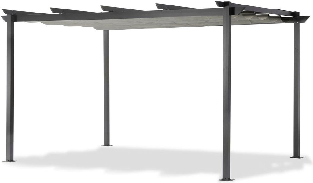Leco Aluminium Pergola mit Faltdach lichtgrau 4 x 3 m Produktbild 