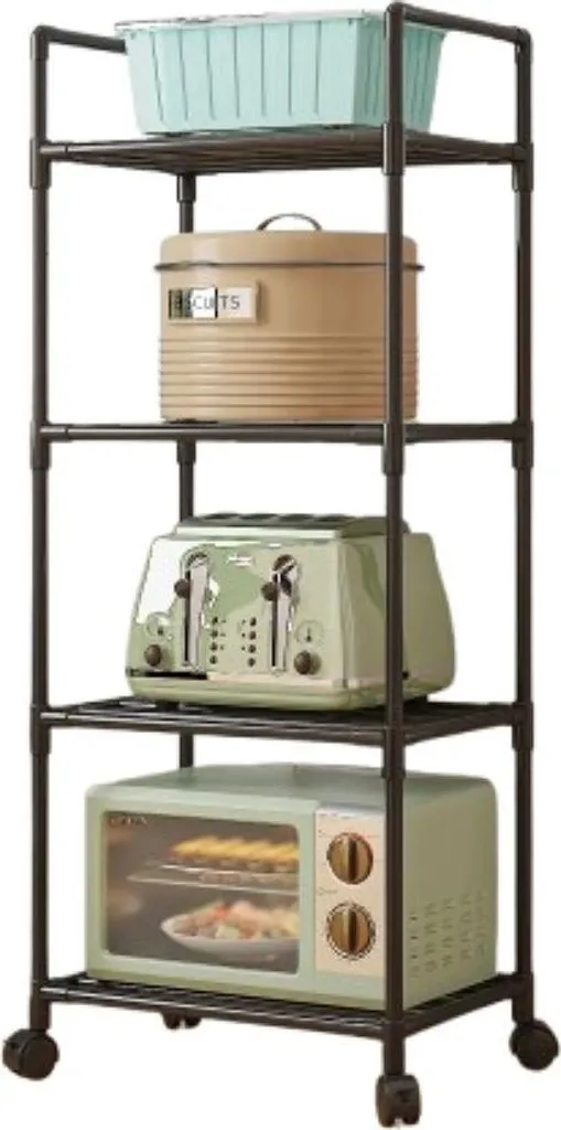INF Scaffale Nero 4 Livelli Design Industriale - Mobile e Pratico per Casa