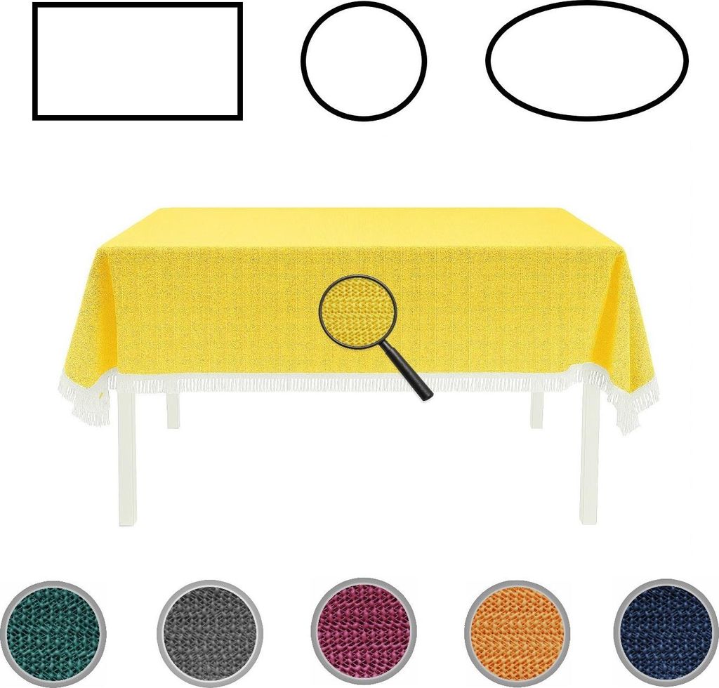 Gartentischdecke mit Fransen Tischdecke rund oval eckig Produktbild 