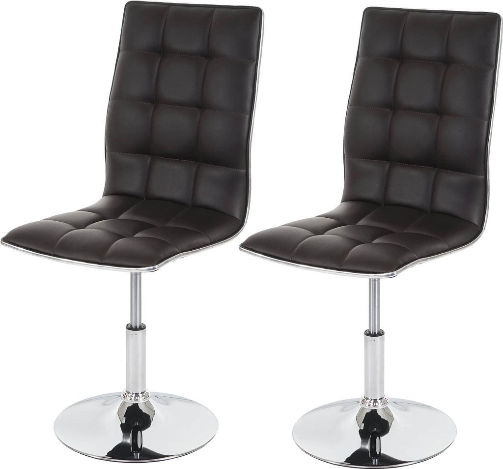 2er-Set Esszimmerstuhl HWC-C41, Stuhl Küchenstuhl, höhenverstellbar drehbar, Kunstleder - braun