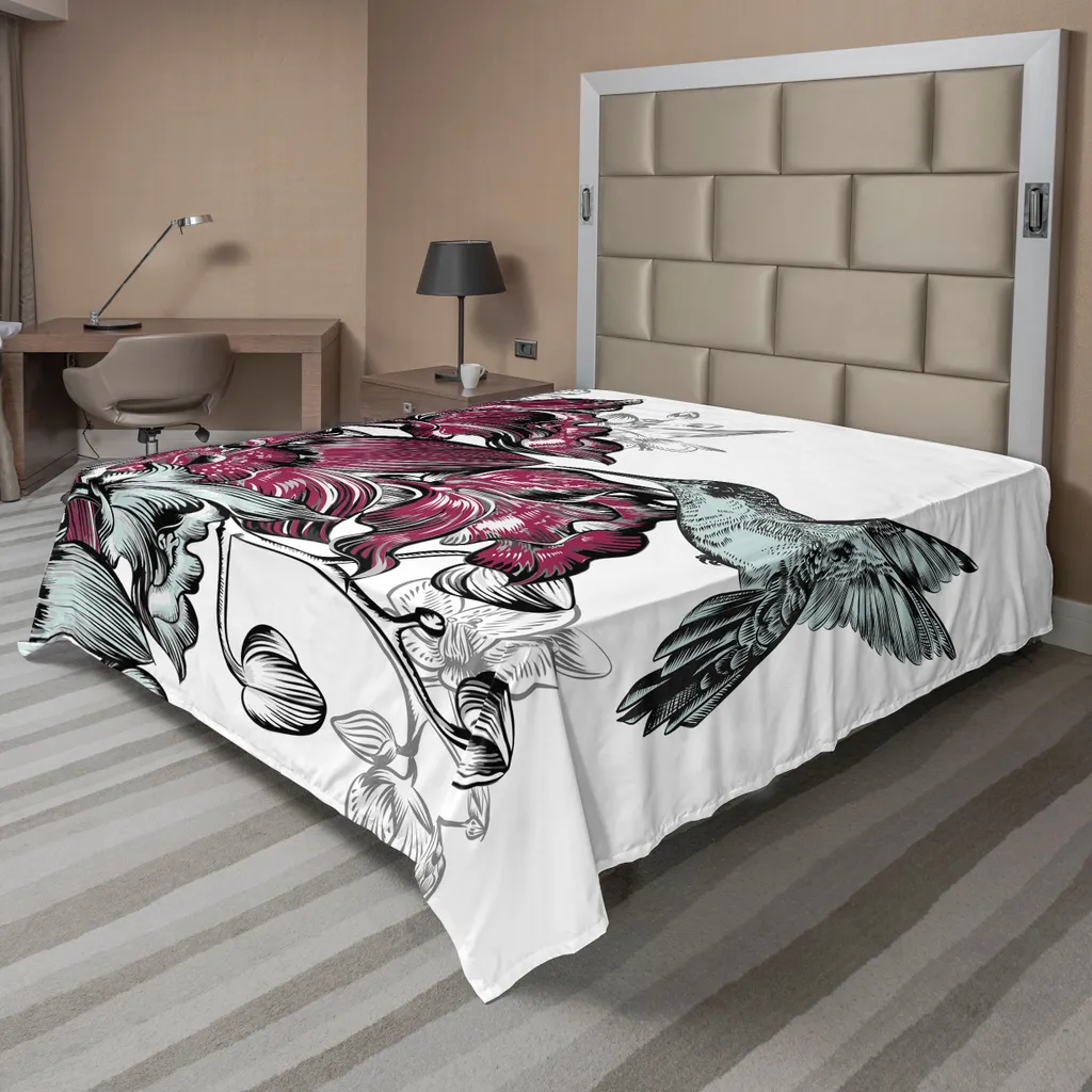 Drap de lit Colibri bordeaux 266x260 cm en tissu doux microfibre ABAKUHAUS