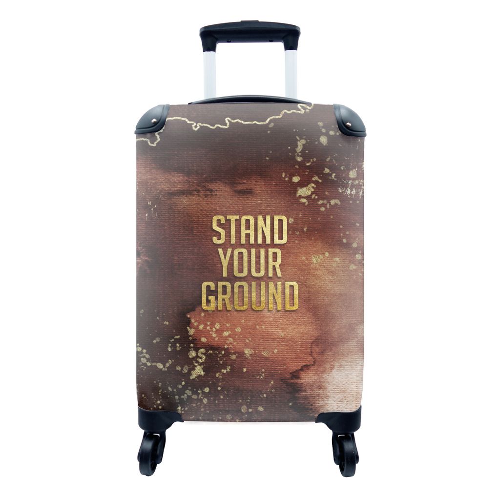 MuchoWow Koffer Handgepäck Trolley Rollkoffer Kleine Reisekoffer mit 4 Rollen - Zuversichtlich - Gold - Roségold - Zitate - Cabin Size < 55x40x...