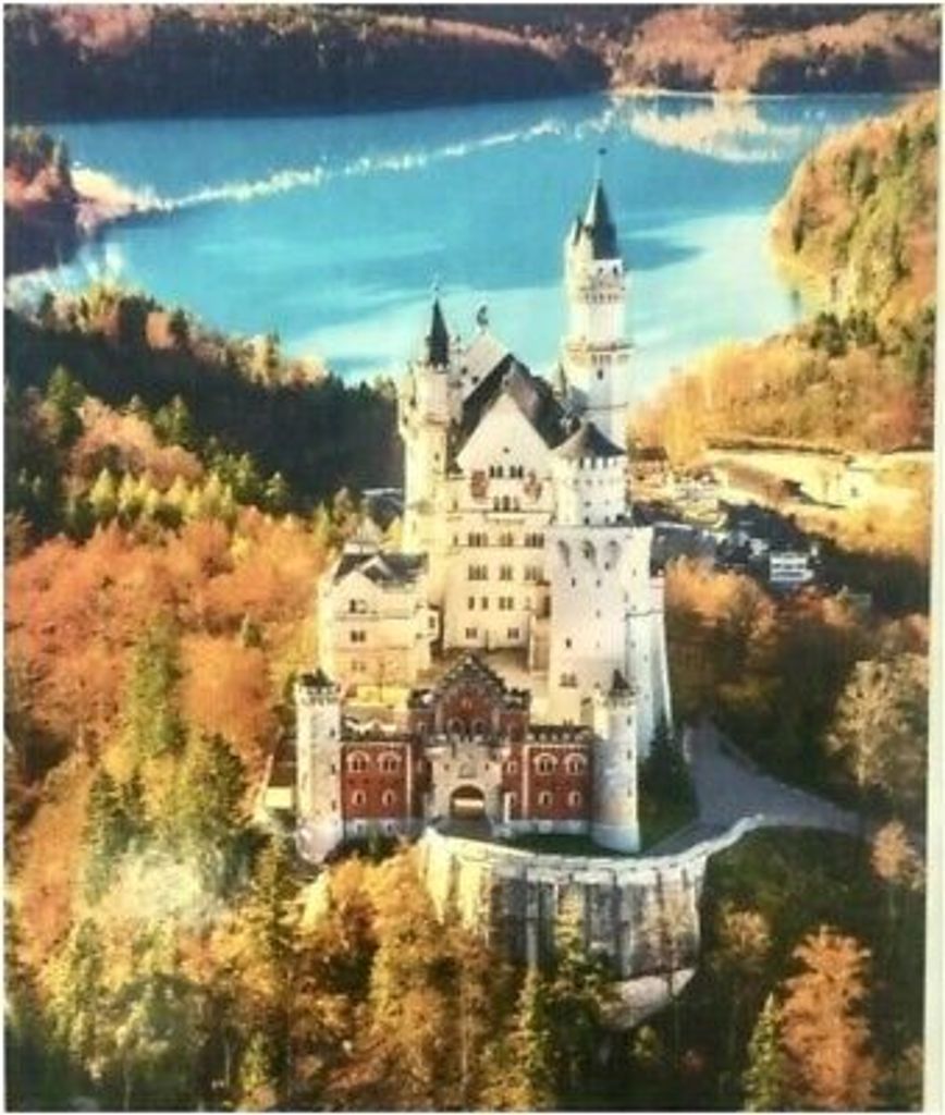 50x40 cm Malen nach zahlen Set mit Holzrahmen Schloss in den Alpen