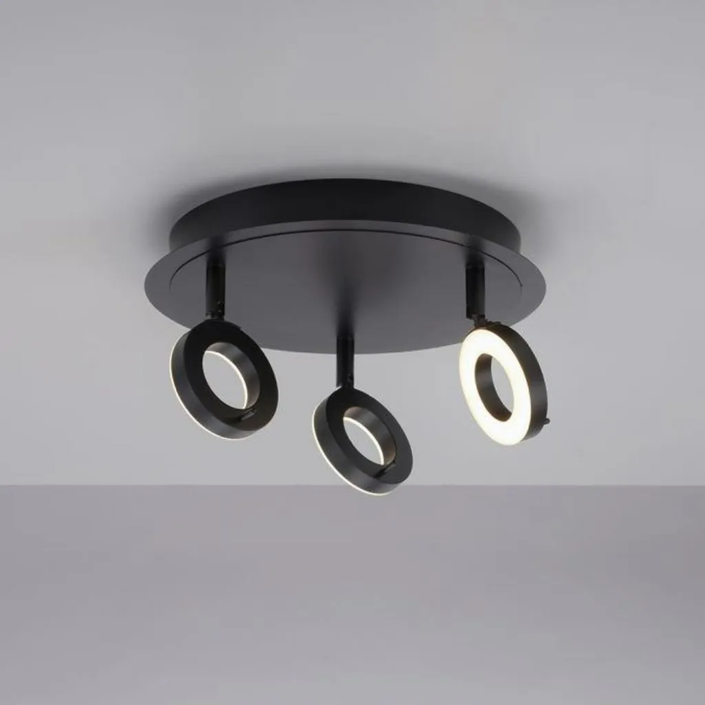 Plafonnier LED Anthracite pour Salon et Cuisine 3 Lampes Acier Ø 33 cm - 10