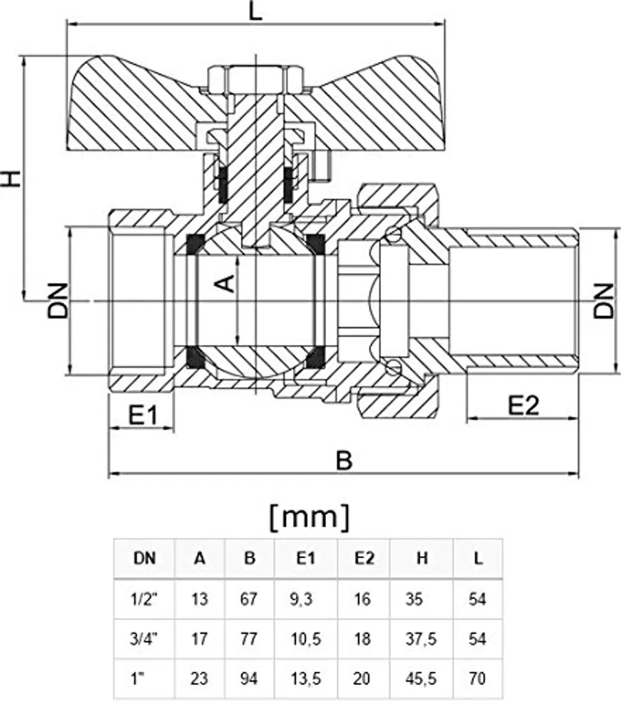 Valvola Ottone 3/4 BSP con Dado Girevole e Farfalla - Uso Idrico - 2