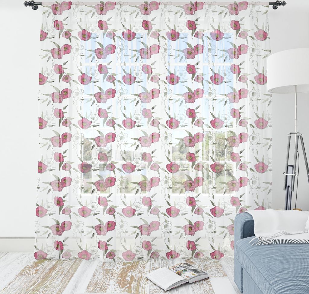 ABAKUHAUS Blumen Wandteppich, Rosa Gracious Mohn Artsy Muster auf einfachen Hintergrund, Wohnzimmer Schlafzimmer seidiges Satin Wandtuch, 274 cm x ...