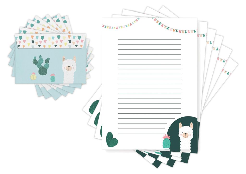 Friendly Fox Lama Briefpapier für Kinder 20 Blatt DIN A4 Produktbild 