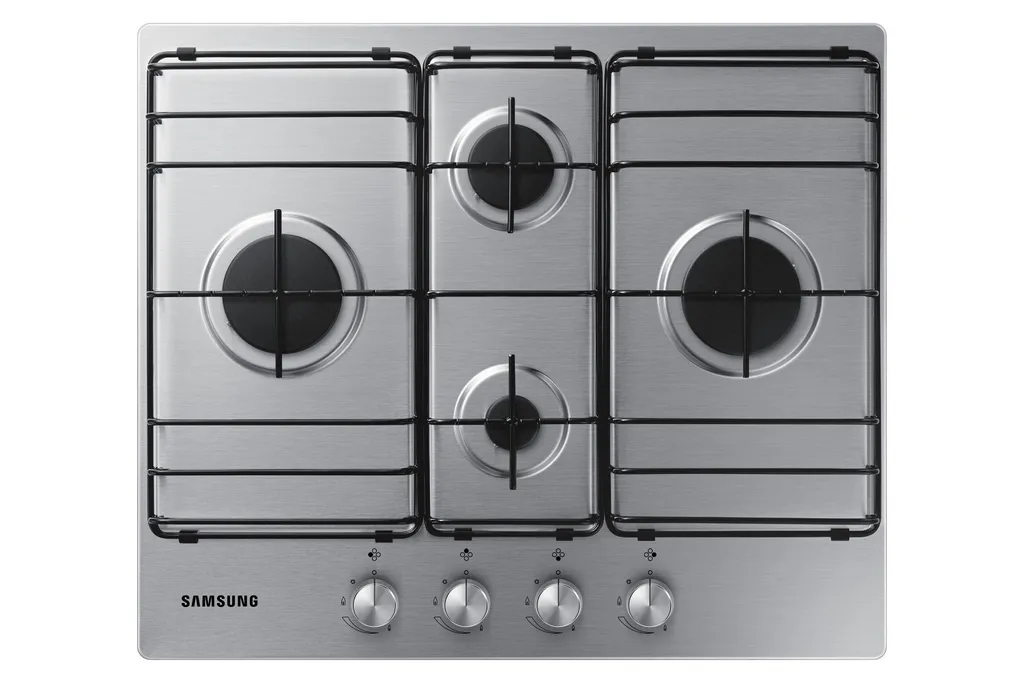 Table de cuisson gaz inox Samsung NA64H3110BS avec grilles fonte robustes