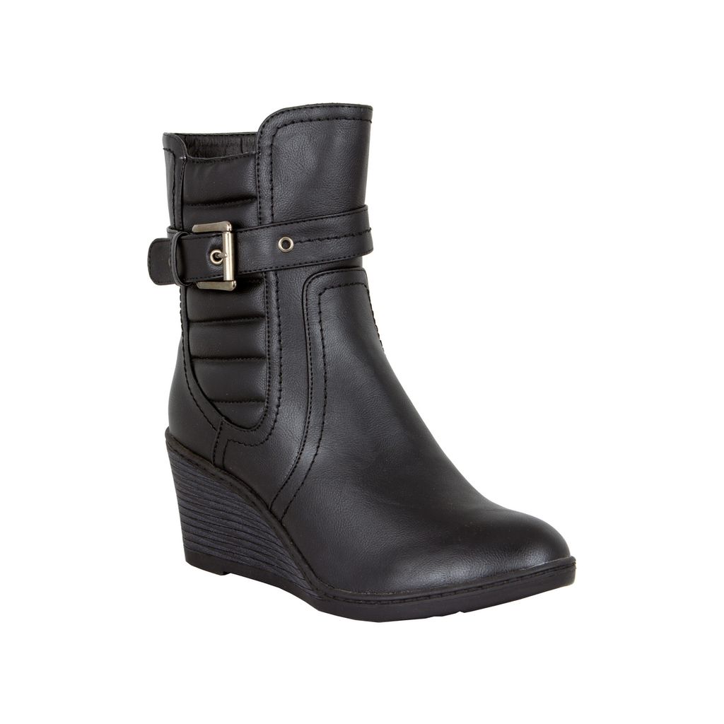 LOVENESS, Damen Keilabsatzstiefel Stiefeletten leicht gefuetterte Stiefel Boots, Farbe Schwarz, EU 41