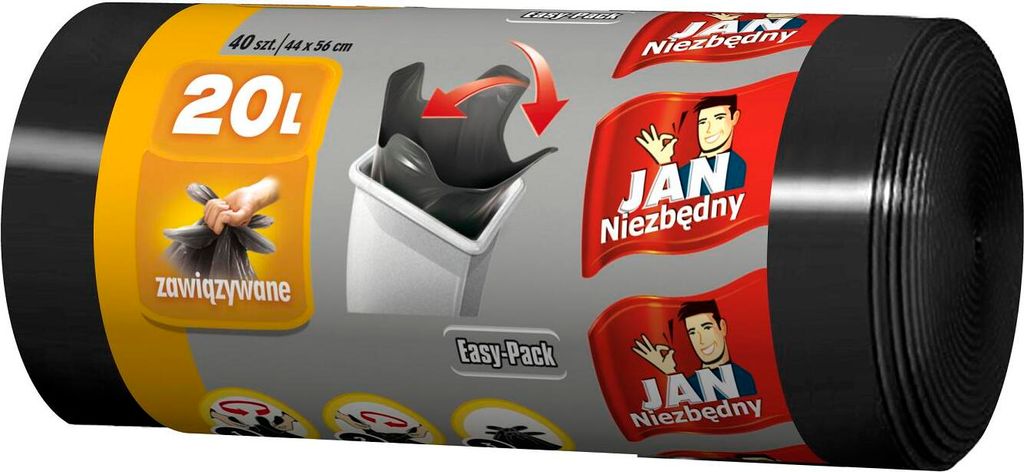Jan Niezbędny, Worki na śmieci Easy 20L, czarne, 40 sztuk Obrázok produktu 