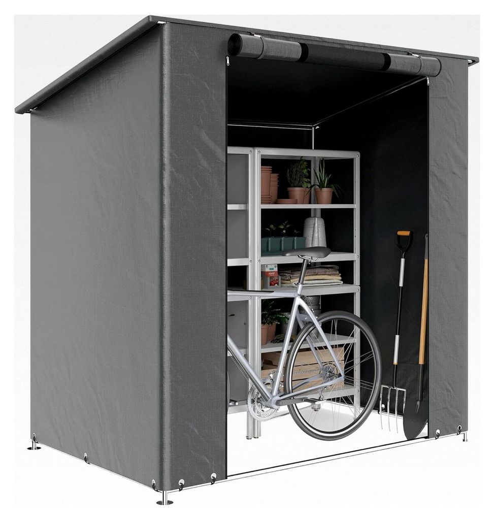 Garagenzelt 1,9 x 1,2 m wasserdicht mit Pultdach, aufrollbarer Reißverschlusstür, Fenster, verstärktem Metallrahmen, UV-beständig, Lagerzelt f...